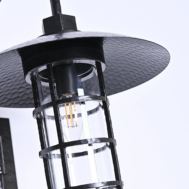 Forged antique bronze finish single head bent arm copper explosion-proof glass cover outdoor wall lamp